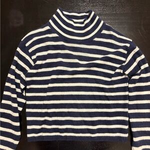 Halston Heritage Navy & White Striped Turtleneck Sweater NWOT